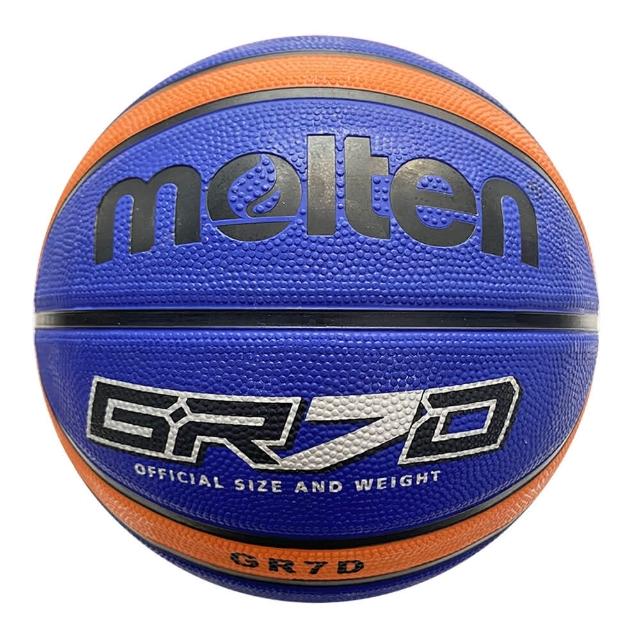 【MOLTEN】Molten 籃球 7號 男子 室外 大學 橡膠 深溝 12片貼 彈力 韌性 抓感 藍橘(BGR7D-BO)