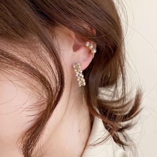 【Quenby】925純銀 流行珍珠帶鑽優雅耳環/耳針(耳環/配件/交換禮物)