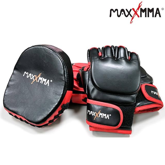 【MaxxMMA】混合格鬥手套+小手靶-紅黑(拳擊手套 散打 搏擊 MMA 格鬥 拳擊)