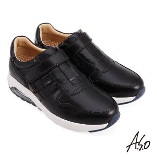 【A.S.O 阿瘦集團】萬步健康黏帶氣囊休閒鞋(黑)