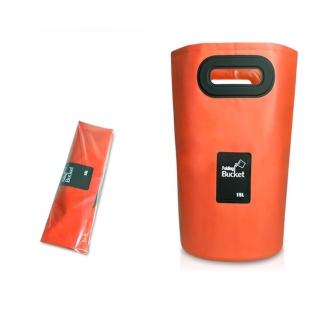 【Bill Case】實用輕便摺疊式20公升大容量多用途水桶袋-橙色(平穩不易倒 收納不佔空間)