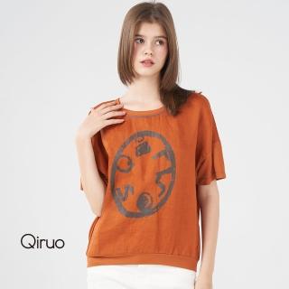 【Qiruo 奇若名品】春夏專櫃橘色上衣2416A 簡單圖騰設計(橘)