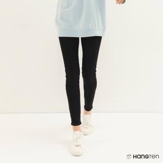 【Hang Ten】女裝-SKINNY FIT緊身丹寧鬆緊腰中腰長褲(黑)