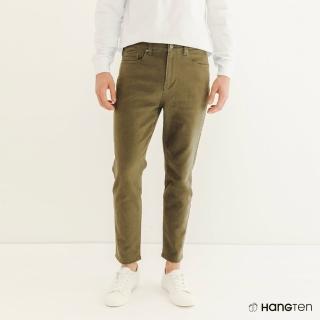 【Hang Ten】男裝-SLIM TAPERED FIT修身錐形五口袋長褲(深綠)