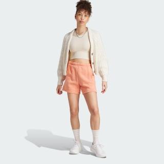 【adidas 愛迪達】短褲 女款 運動褲 刷毛 淺橘 IK4260(L4741)