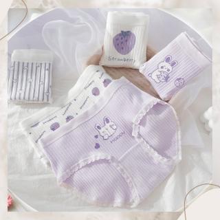 【FALAMILA LML】日系紫色樂園 純棉螺紋底褲(純棉可愛內褲 45-73KG可穿)