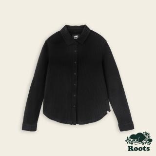 【Roots】Roots女裝-率性生活系列 環保材質鬆餅格紋效果襯衫(黑色)