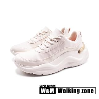 【WALKING ZONE】女 輕量EVA綁帶運動休閒鞋 女鞋(米白色)