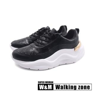 【WALKING ZONE】女 輕量EVA綁帶運動休閒鞋 女鞋(黑色)