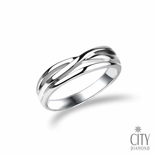 【City Diamond 引雅】『編織愛』14K白K金線條造型戒指(永恆守護系列)
