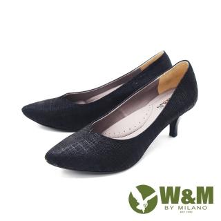 【W&M】女 尖頭細跟包鞋 高跟鞋 女鞋(黑)