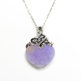 【雅紅珠寶】天然紫蘿蘭翡翠項鍊-愛心