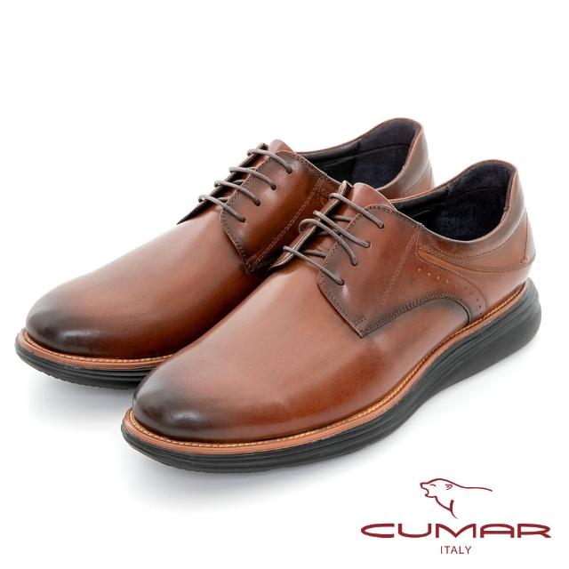 【CUMAR】歐風時尚 超輕量真皮紳士休閒鞋(棕色)