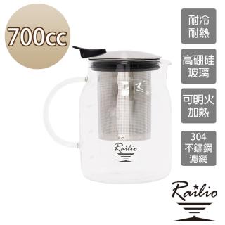 【Railio】摩登花茶耐熱玻璃壺(700ML)