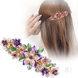 【89 zone】韓版古典水晶 髮飾 頭飾 飾品 編髮器 造型夾 邊夾 髮夾 1 入(七彩)