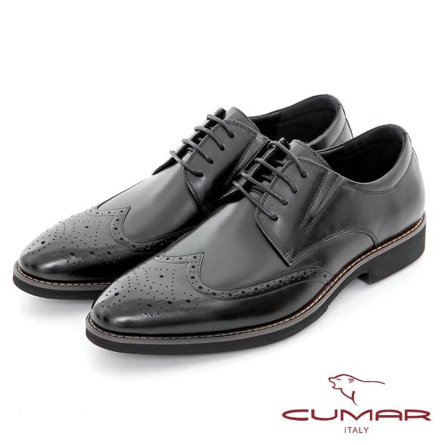 【CUMAR】商務菁英 輕量舒適大底真皮紳士鞋(黑色)