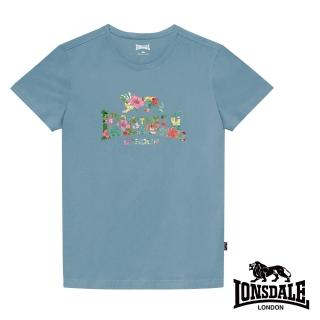 【LONSDALE 英國小獅】夏日扶桑花LOGO短袖T恤(淺藍LT002)