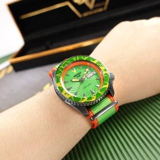 【SEIKO 精工】限量款 5 Sports 機械錶 快打旋風 布蘭卡 尼龍帆布手錶 橘綠色 41mm(4R36-08T0G.SRPF23K1)