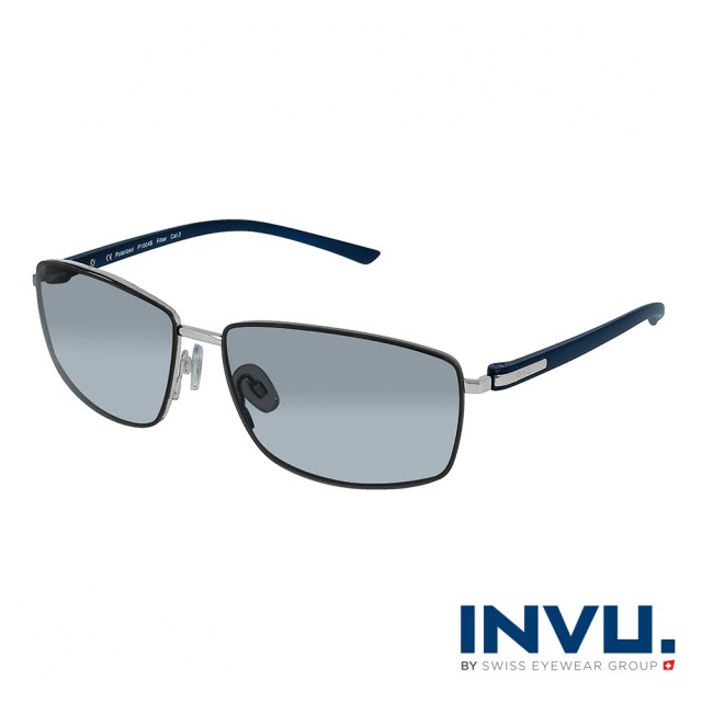 【INVU】瑞士知識型方框款偏光太陽眼鏡(藏藍 P1004B)