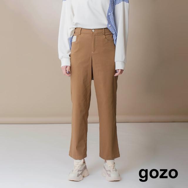 【gozo】後鬆緊拼色直筒褲(兩色)