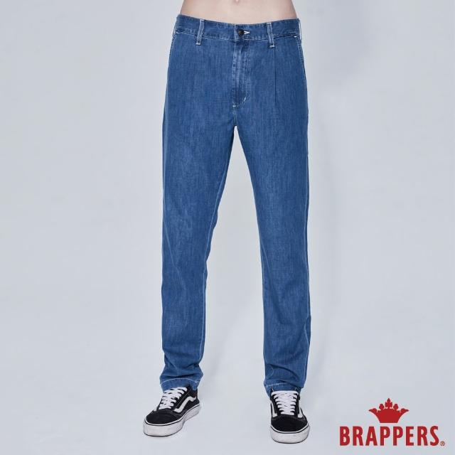 【BRAPPERS】男款 微彈中腰打摺直筒褲(藍)