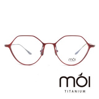 【moi 摩異】moi取意法語中的意涵 自我 純鈦光學眼鏡(紅 T001-01)