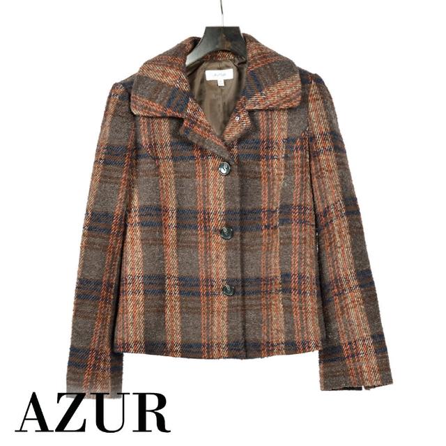 【AZUR】經典風格毛料格紋外套