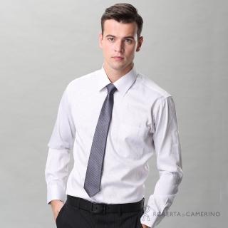 【ROBERTA 諾貝達】台灣製 合身版 商務細條紋 長袖襯衫(白黑)