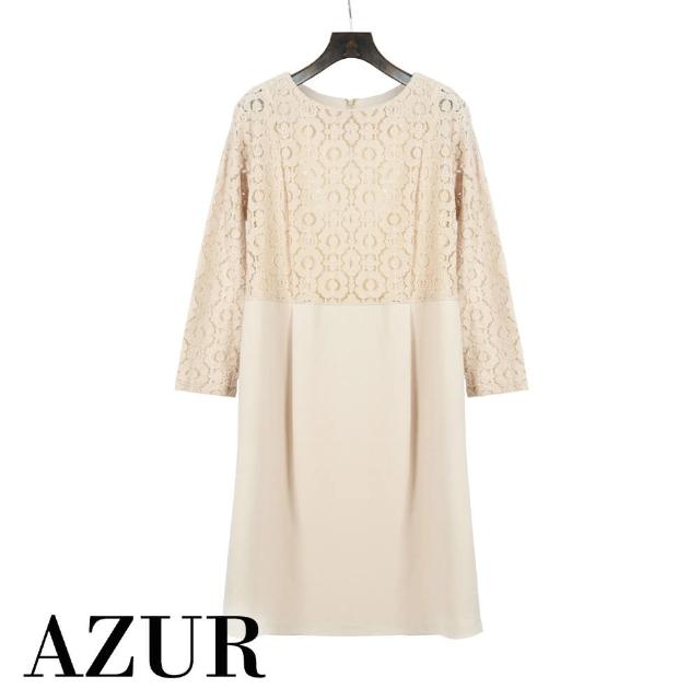 【AZUR】優雅女伶蕾絲拼接修身洋裝