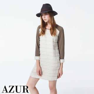 【AZUR】洋裝時尚女伶休閒插肩拼接設計連身裙