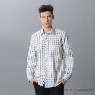【ROBERTA 諾貝達】男裝 格紋長袖休閒襯衫-白綠(土耳其素材 台灣製)