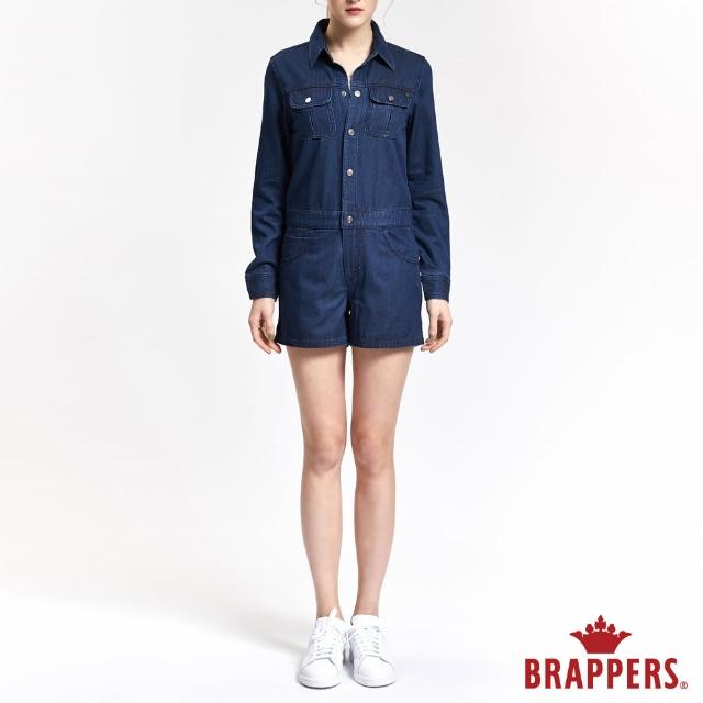 【BRAPPERS】女款 Boy Friend 系列-長袖連身短褲(藍)