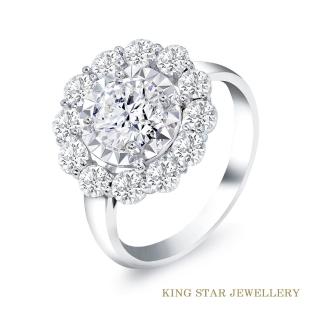 【King Star】一克拉 Dcolor 18K金 鑽石戒指 花環(3 Excellent極優 八心八箭)