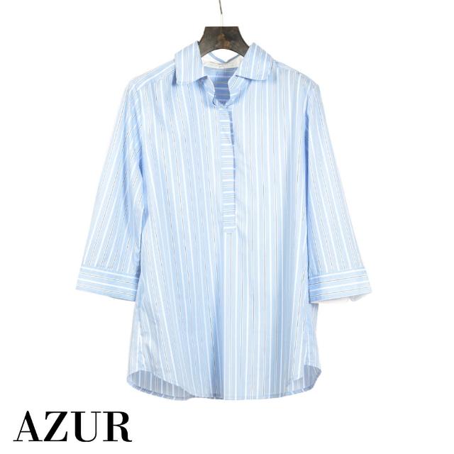 【AZUR】都會休閒風格條紋襯衫-2色