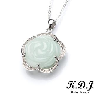 【K.D.J 圓融珠寶】淡綠花朵翡翠墜飾天然A貨