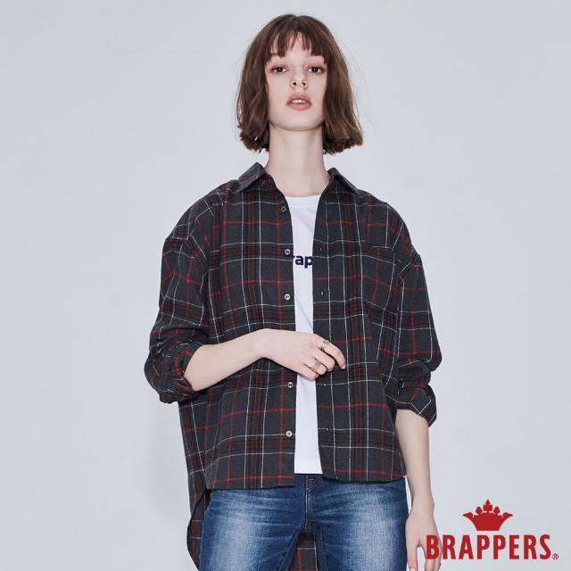 【BRAPPERS】女款 寬鬆格紋襯衫(深灰)