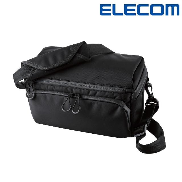 【ELECOM】GRAPHGEAR多功能防潑水側背包M-黑(ELDGBSSB01MBK)