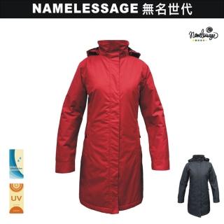 【namelessage】無名世代女款時尚防水鋪棉長版外套_192W102(紅/黑)