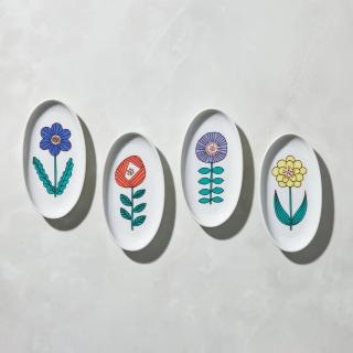 【有種創意食器】日本晴九谷燒 - 花語橢圓小盤(4件組)