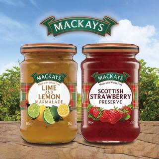 【Mackays】蘇格蘭梅凱果醬340g x2罐(草莓x1+萊姆檸檬x1)