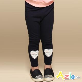 【Azio Kids 美國派】女童 長褲 愛心蕾絲內搭長褲(藍)
