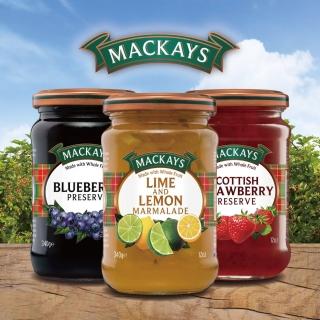 【Mackays】蘇格蘭梅凱果醬340g*3罐(草莓x1+藍莓x1+萊姆檸檬x1)