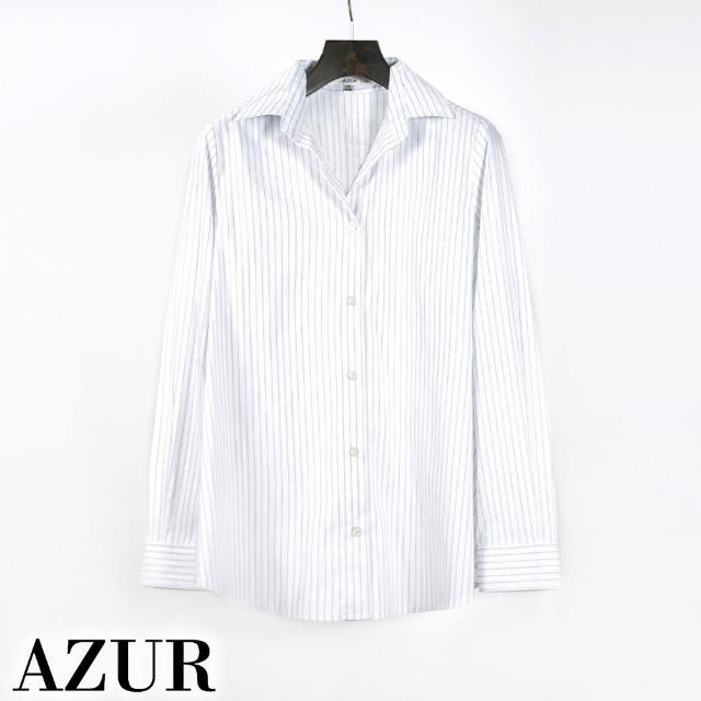 【AZUR】都會風經典細條紋襯衫