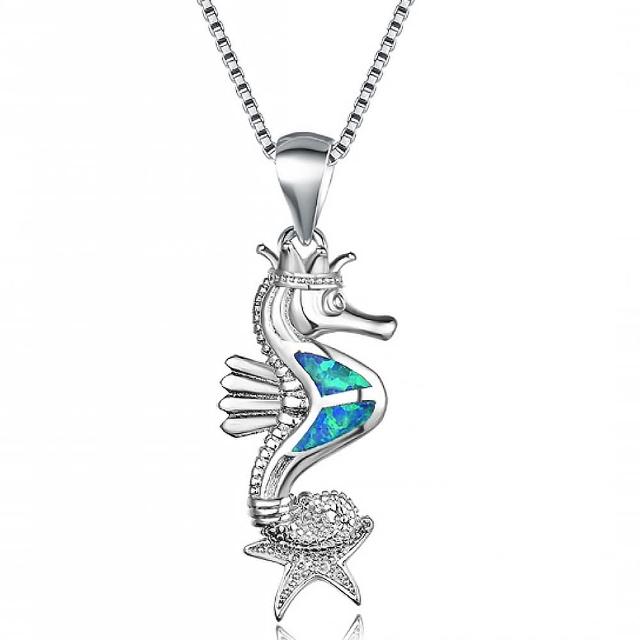 【RJNewYork】深海洋世界海馬水晶鋯石項鍊(3色可選)