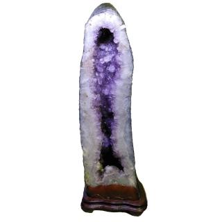 【古緣居】巴西天然紫水晶洞 +實木底座(42.3公斤)