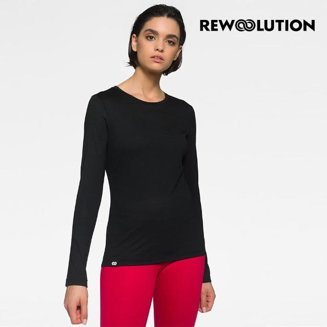 【Rewoolution】女BERRY 140g長袖T恤 (黑色)WC71195(羊毛衣 長袖T恤 登山必備 吸濕排汗)