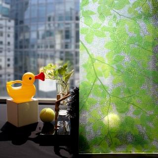 【MEIWA】日本製 明和抗UV窗貼 壁貼-綠葉92*100CM(隔熱 省電 隱密 美化)