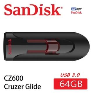 【SanDisk 晟碟】全新升級版 64GB USB3.0 滑動伸縮接埠 亮紅高速隨身碟(原廠5年有限保固)