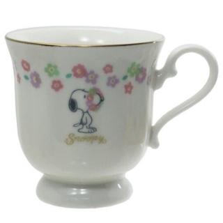 【小禮堂】SNOOPY 史努比 日本製 馬克杯 陶瓷杯 咖啡杯 茶杯 金正陶器 《白 花朵》