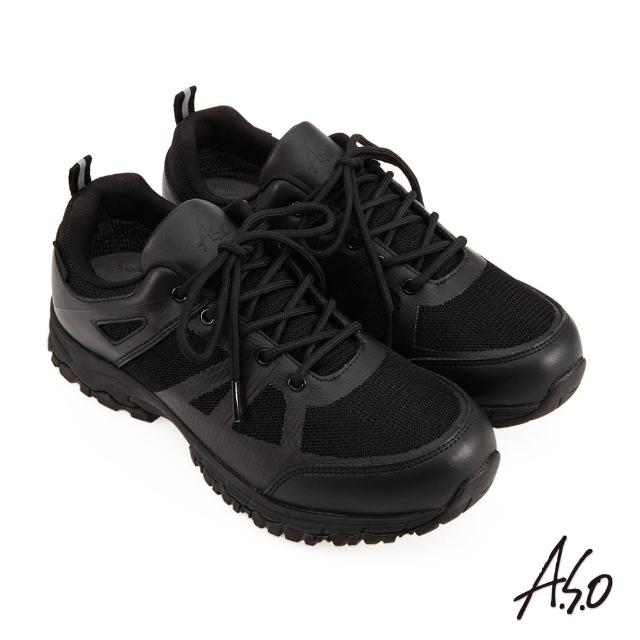 【A.S.O 阿瘦集團】平安氣墊防水戶外休閒運動鞋(黑)
